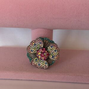 Vintage Style Pastel AB Rhinestone Flower Brooch - Multicolored Crystal